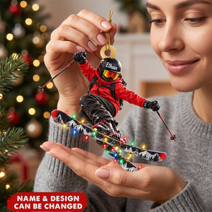 Personalized Skier Christmas Ornament, Custom Skiing Keepsake