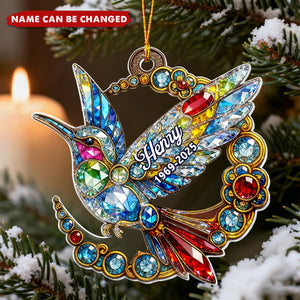 3D Crystal Effect Colorful Hummingbird Memorial - Personalized Acrylic Ornament - Remembrance Gift, Sympathy Gift