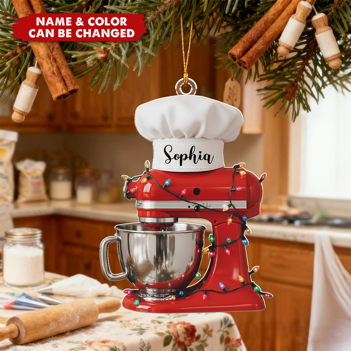 Baking Mixer - Personalized Christmas Acrylic Ornament, Gift for Bakers, Pastry Chefs, and Kitchen Lovers
