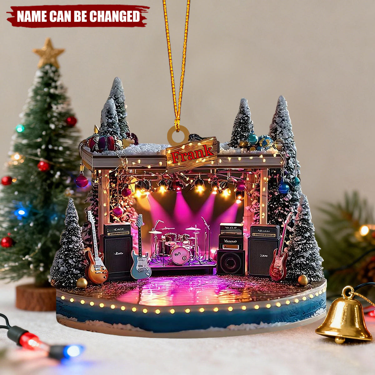 Custom Rock Band Stage Christmas Ornament, Mini Music Concert Tree Decoration