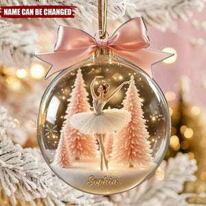 Personalized Name Ballerina Xmas Acrylic Ornament