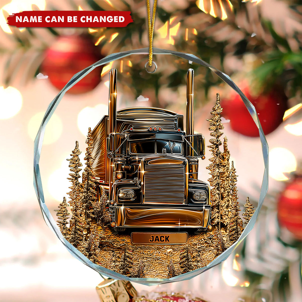 Best Truck Driver - Personalized Trucker Round Shaped Glass Ornament