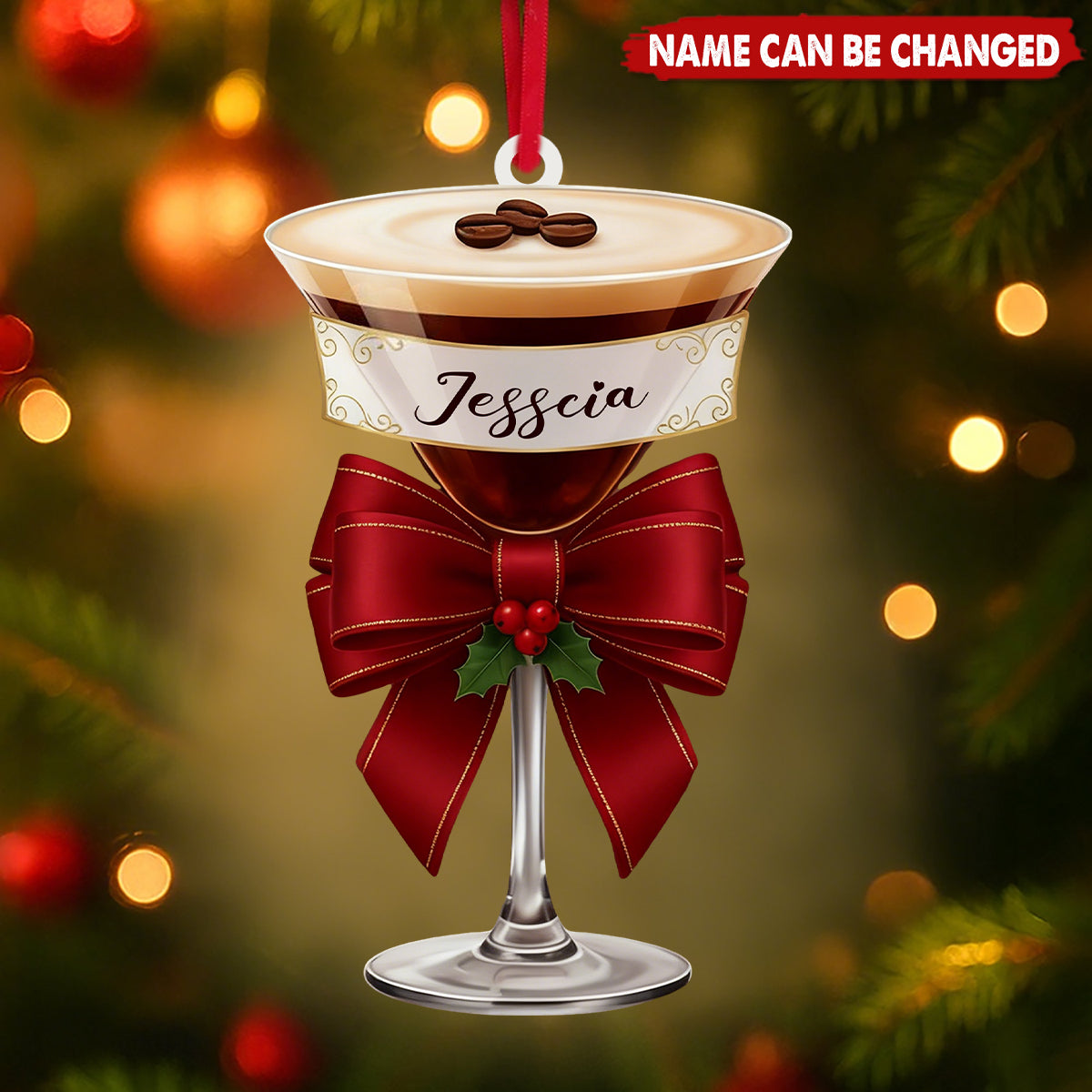 Personalized Espresso Martini Ornament – Custom Name Acrylic Christmas Decor
