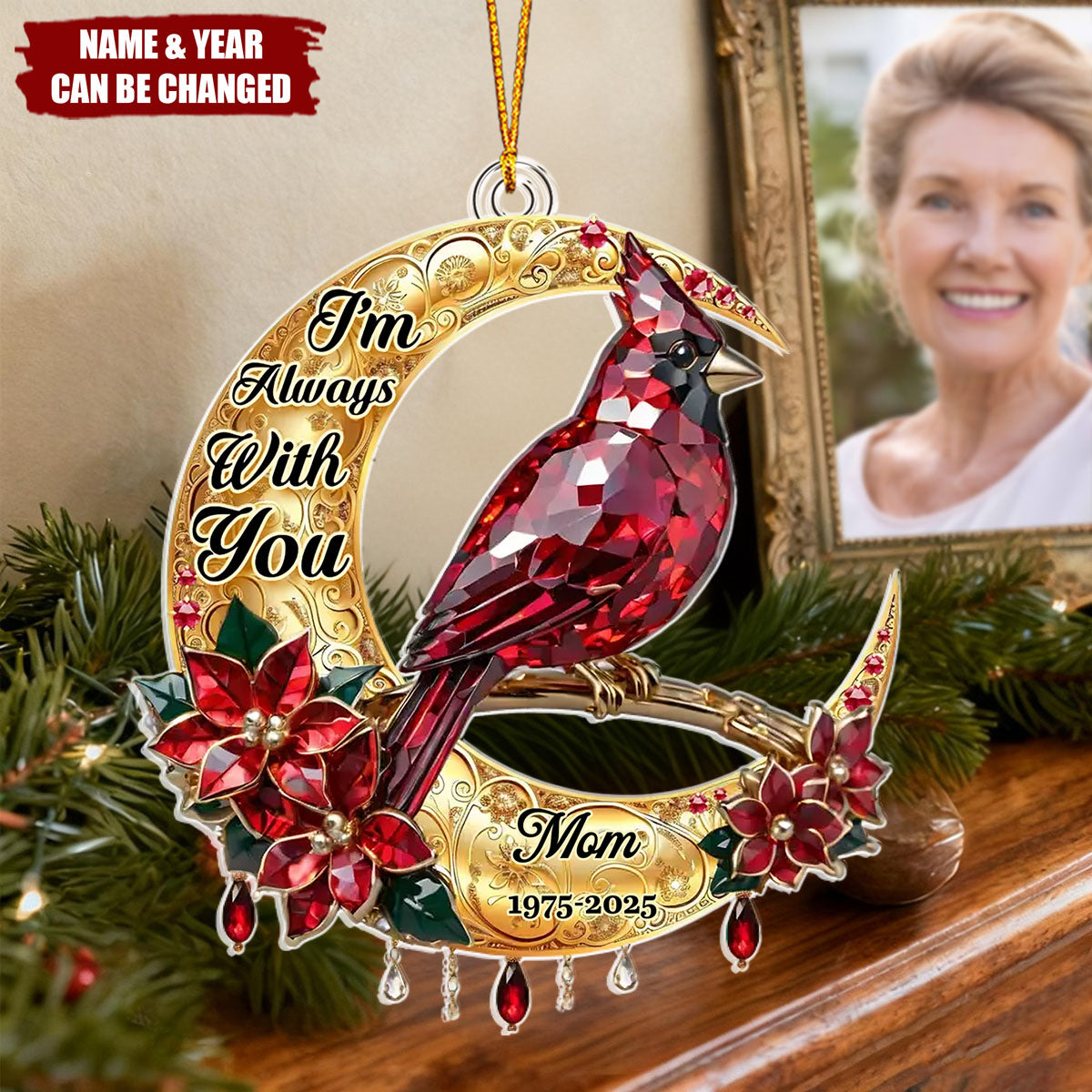 Custom Cardinal Acrylic Ornament - Personalized Christmas Memorial Sympathy Gifts
