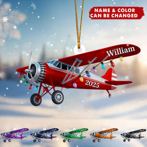 Personalized Airplane Decor, Pilot Christmas Ornament, Custom Name Plane Gift