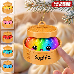 Personalized Christmas Dumpling Ornament – Custom Name Cute Squishy Bao Bun Gift
