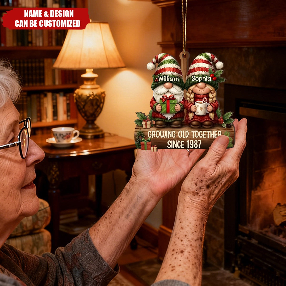 Dwarf Couple Growing Old Together - Personalized Wood Ornament, Christmas Gifts For Husband And Wife