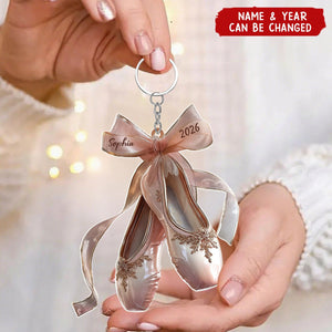 Pink Pointe Shoe Ballet Shoes Acrylic Keychain