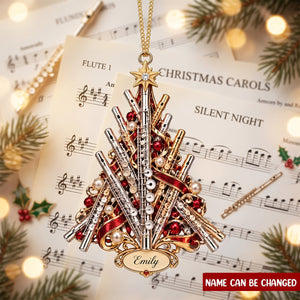 Personalized Flute Christmas Ornament, Custom Name Flutist Tree Decor