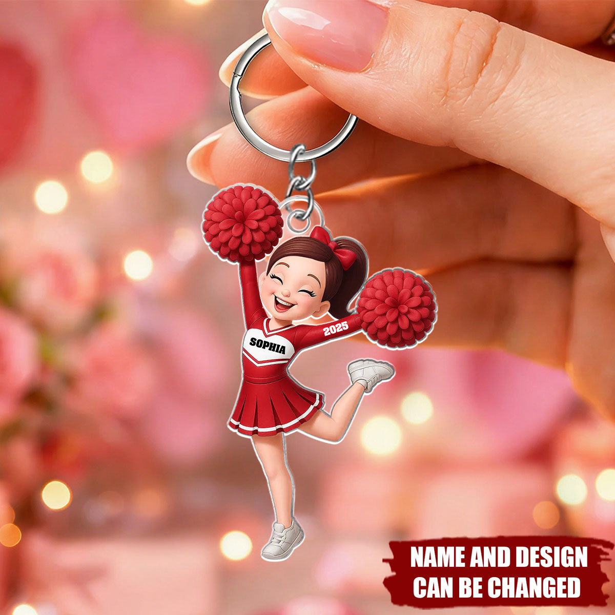 Cheerleader Girl - Personalized Keychain,Gift for Daughter, for Granddaughter