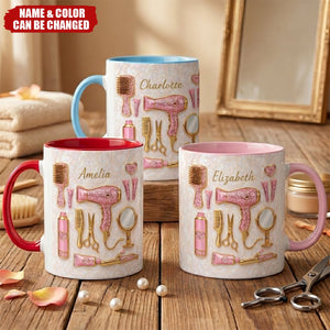 Hair Stylist Essentials, Personalized Custom Accent Mug, Gift For Hairdressers