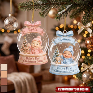 Personalized Acrylic Ornament To Commemorate Baby's First Christmas, Crystal Ball Pendants