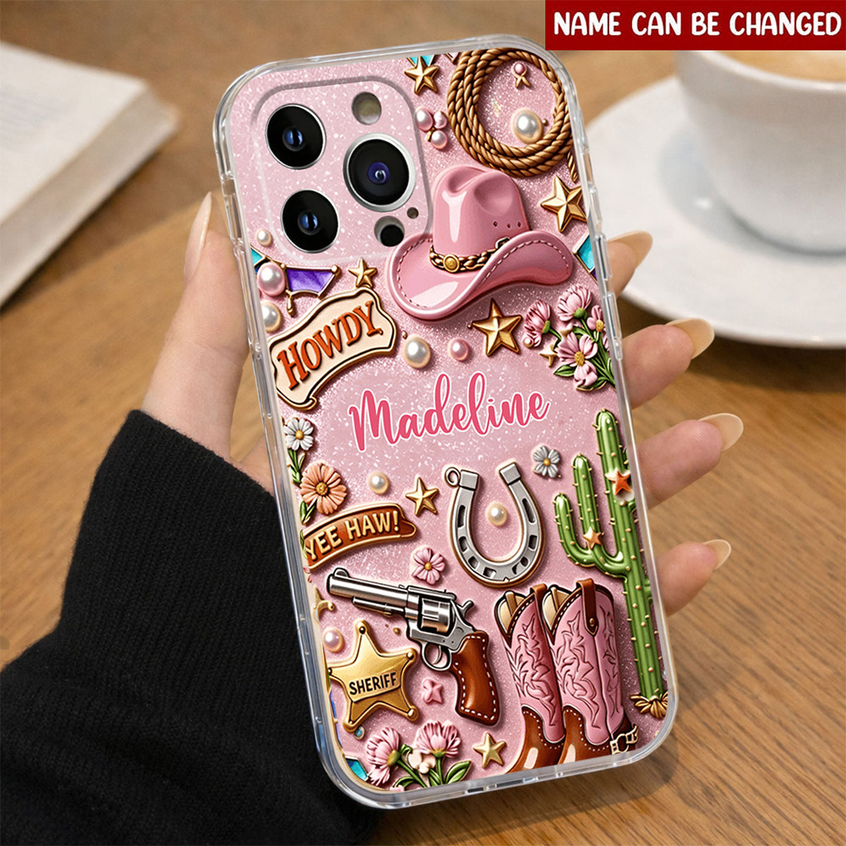 Cowgirl Gift, Whimsical Wild West Western - Personalized Leather Phone Case