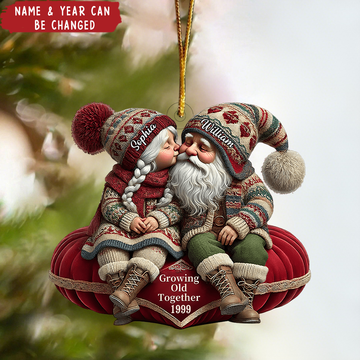Growing Old Sitting Together Couple - Personalized Acrylic Ornament
