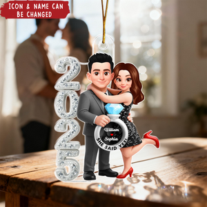 3D Crystal Effect Marriage Proposal Couple - Personalized Acrylic Ornament