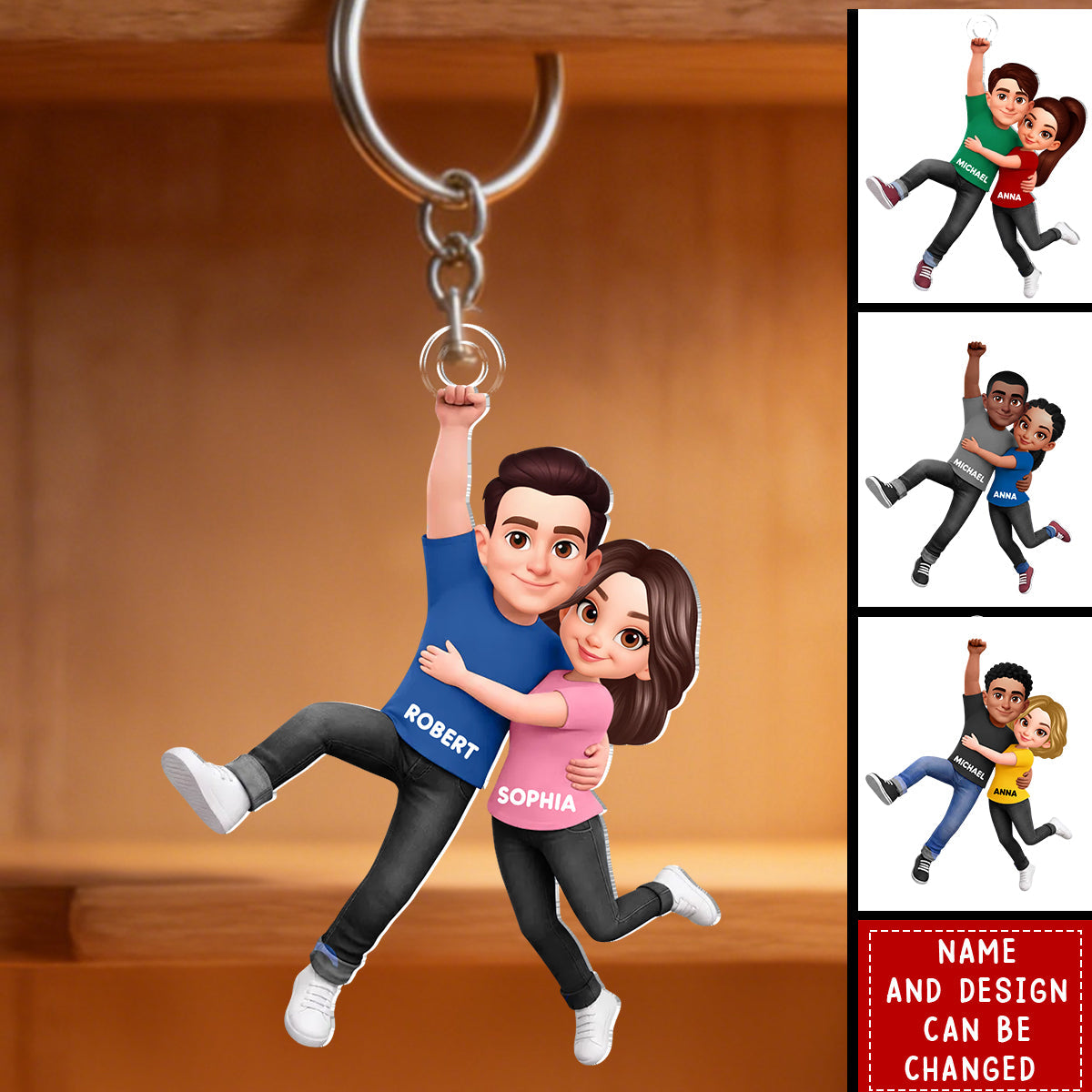 Flying Couple - Personalized Keychain, Gift for Couple, for Him, for Her