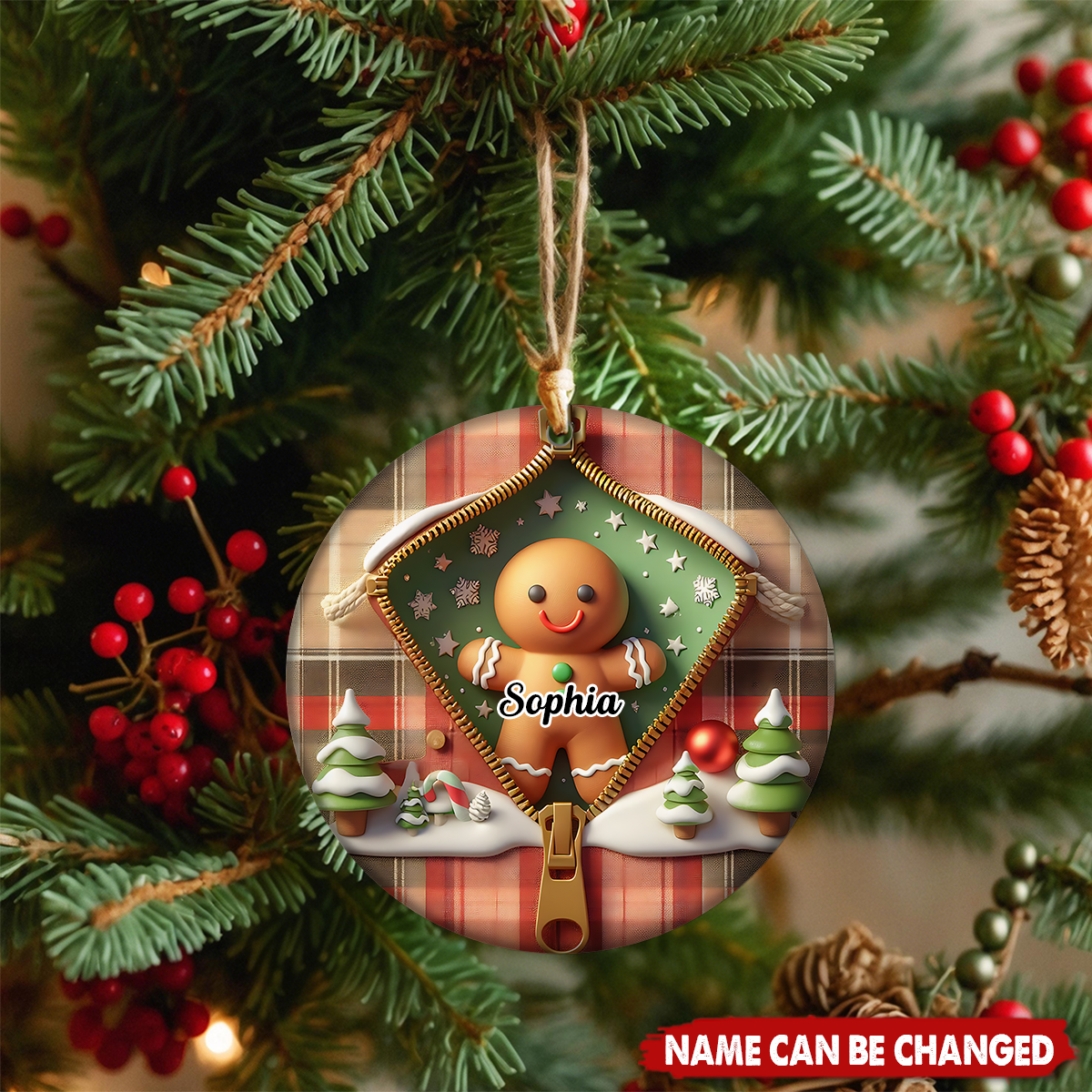 Funny Gingerbread Man Personalized Ceramic Christmas Ornament