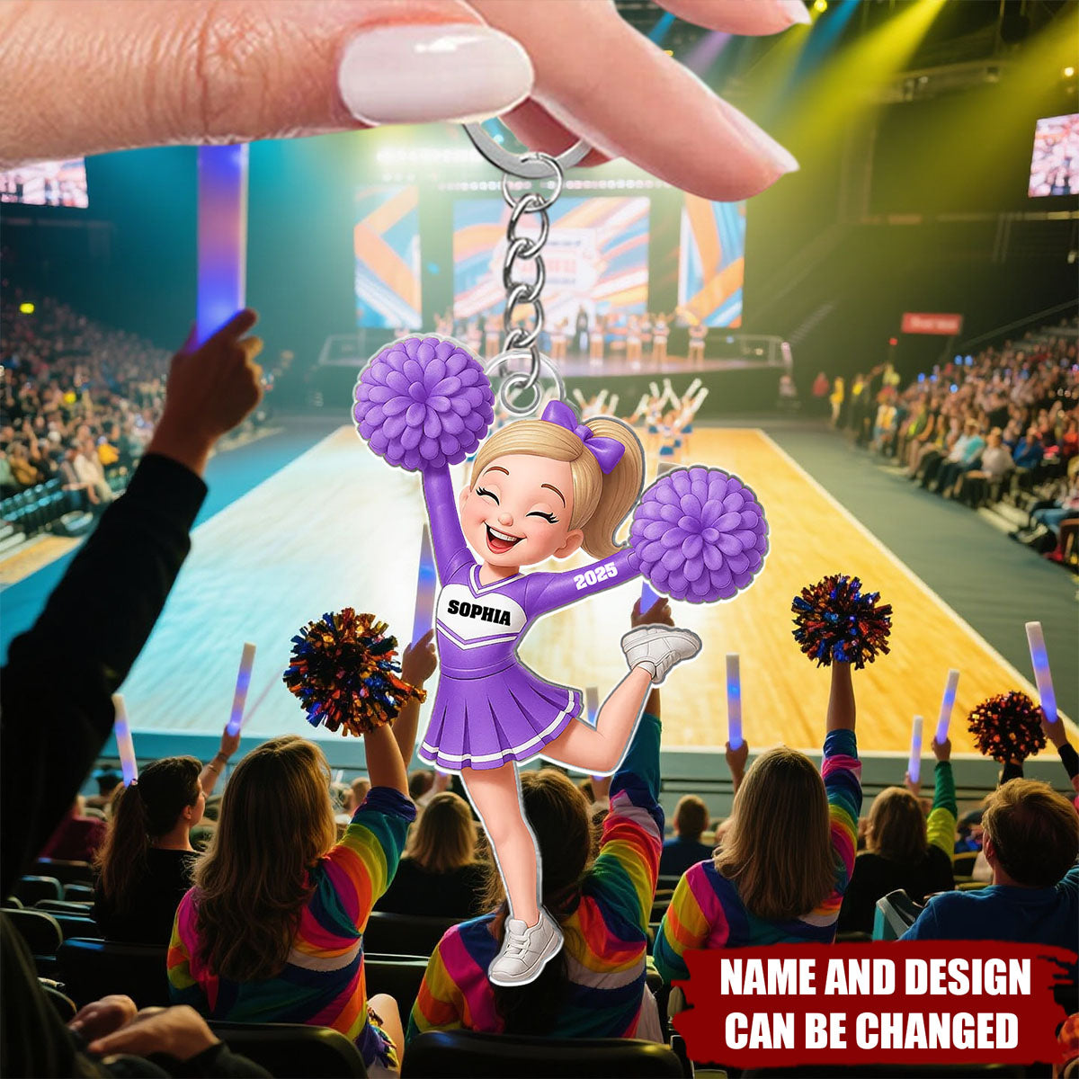Cheerleader Girl - Personalized Keychain,Gift for Daughter, for Granddaughter