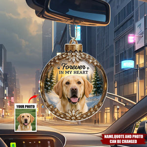 Custom Photo Memorial Christmas Forever In My Heart - Personalized Car Ornament