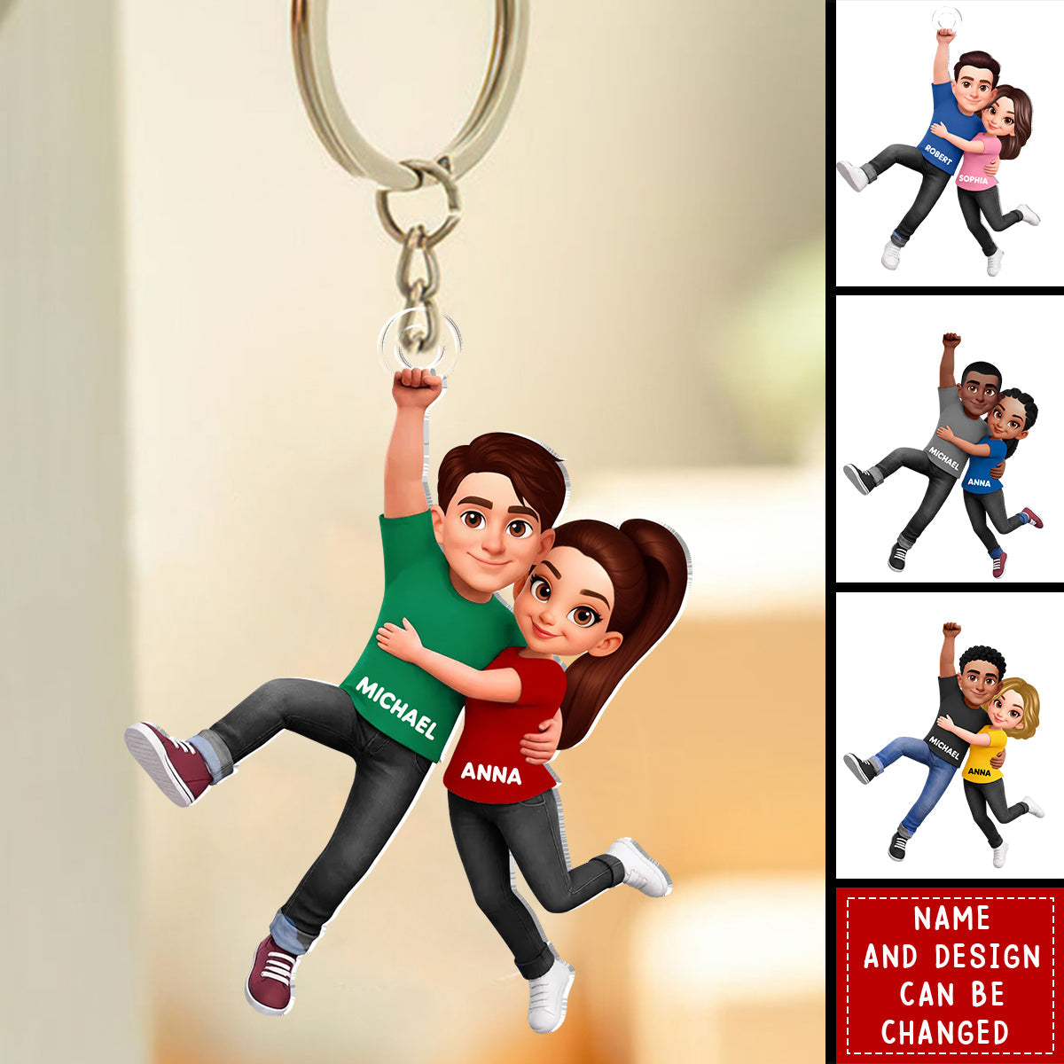 Flying Couple - Personalized Keychain, Gift for Couple, for Him, for Her
