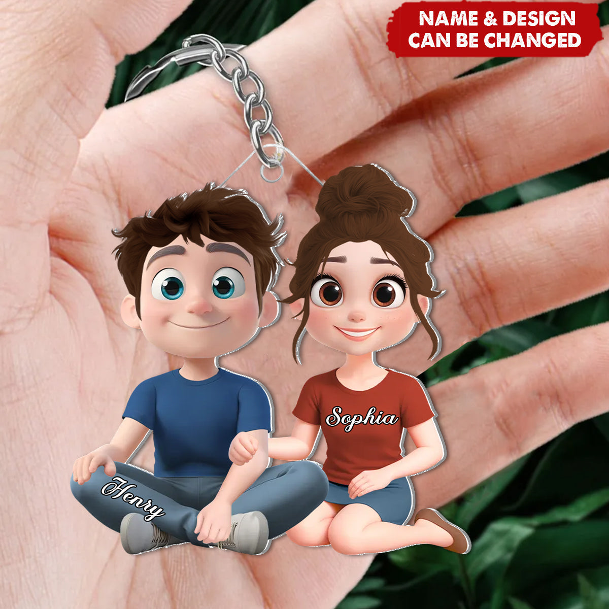Couple Cartoon Forever Love - Custom 3D Inflated Effect Acrylic Keychain
