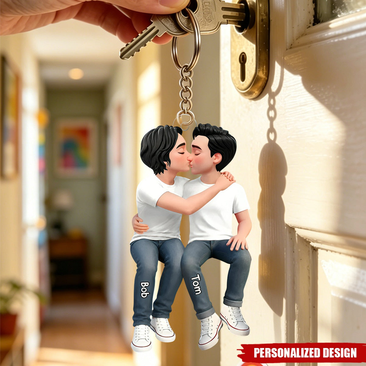 Romantic Hugs And Kisses For Couples - Personalized Keychains