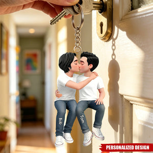 Romantic Hugs And Kisses For Couples - Personalized Keychains