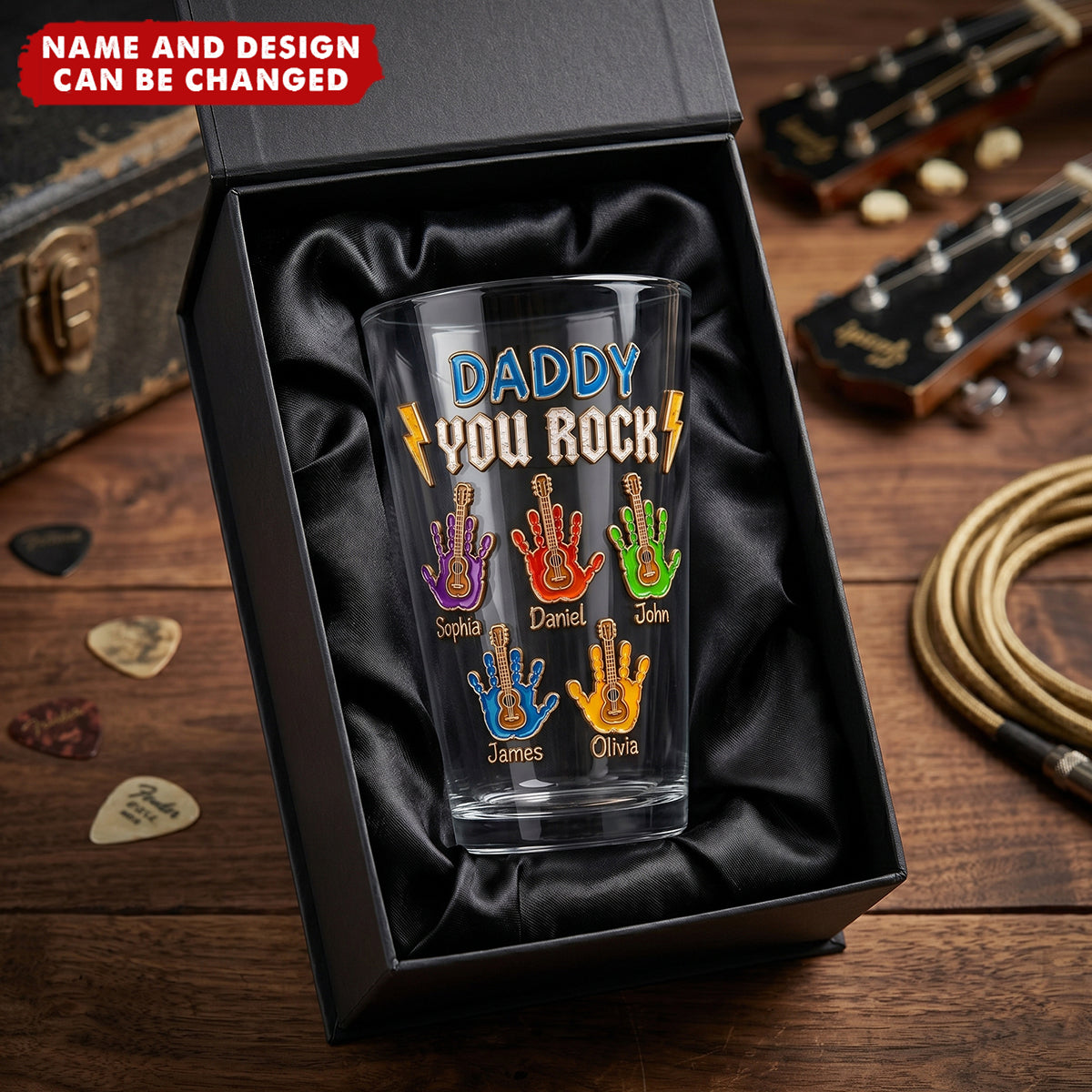 Daddy You Rock - Personalized Beer Glass, Gift For Dad