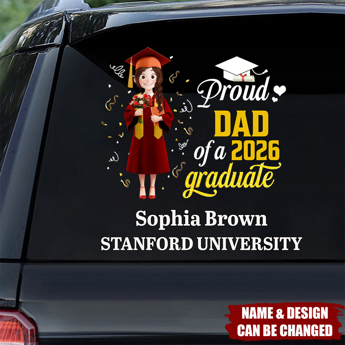 Proud Dad Of A Graduate - Personalized Car Decal