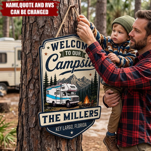 Welcome To Our Campsite - Personalized Wood Sign