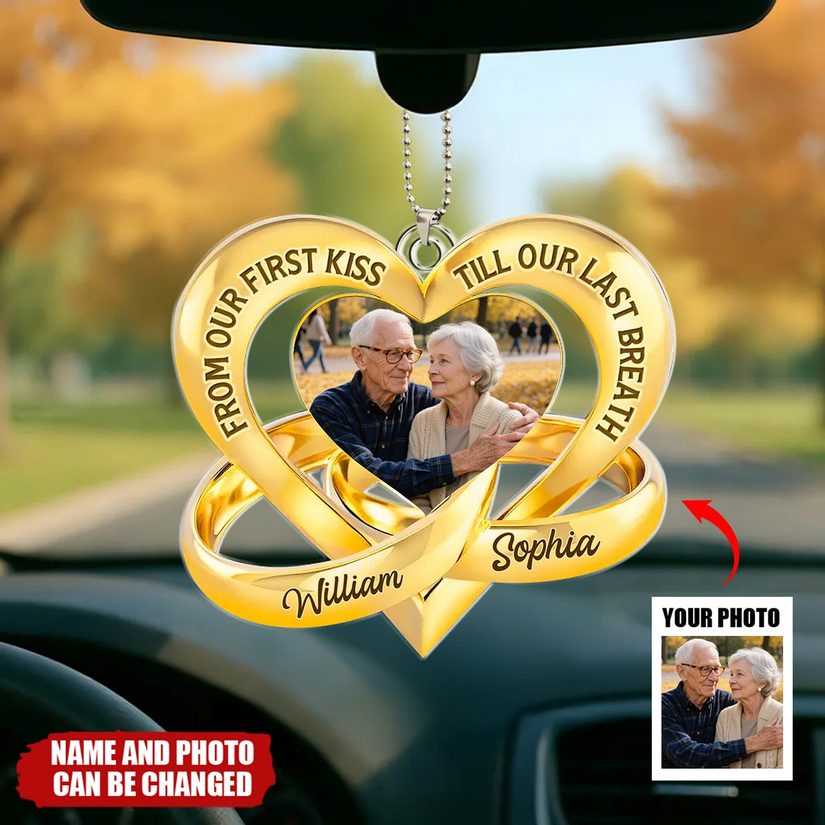 Custom Photo Acrylic Car Ornament - Personalized Anniversary Wedding Gifts