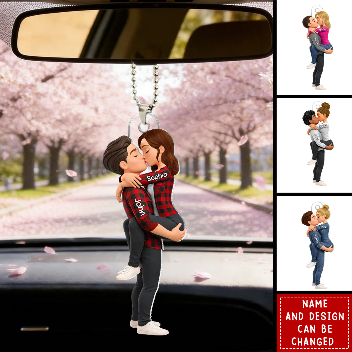 Kissing Couple - Personalized Car Hanger, Gift for Couple