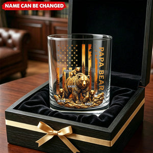 Papa Bear - Personalized Custom Whiskey Glass, Gift For Dad