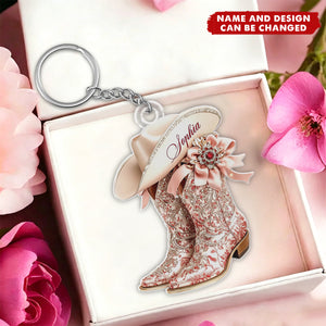 Fearless Cowgirl Boots – Personalized Cowgirl Acrylic Keychain