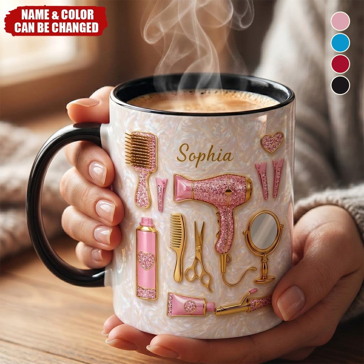 Hair Stylist Essentials, Personalized Custom Accent Mug, Gift For Hairdressers