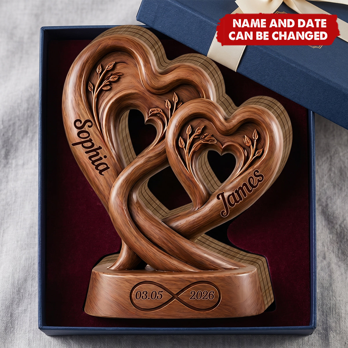 Infinity Heart - Personalized Wooden 4-Layer Block