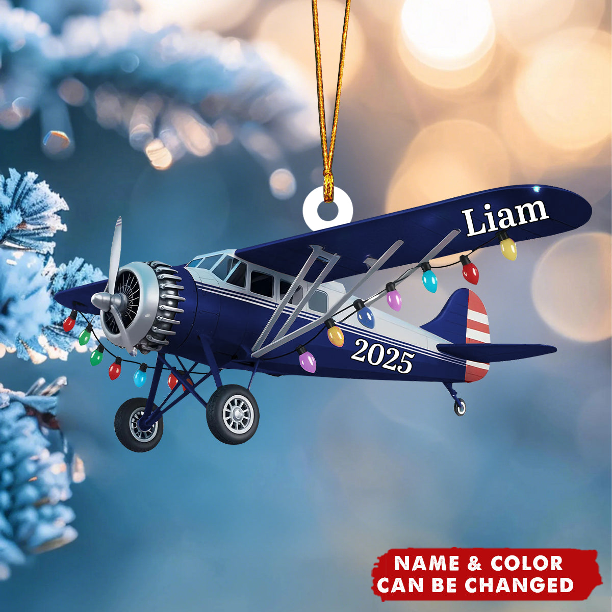 Personalized Airplane Decor, Pilot Christmas Ornament, Custom Name Plane Gift