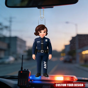 Police Officer Action Figure Personalized Acrylic Car Ornament