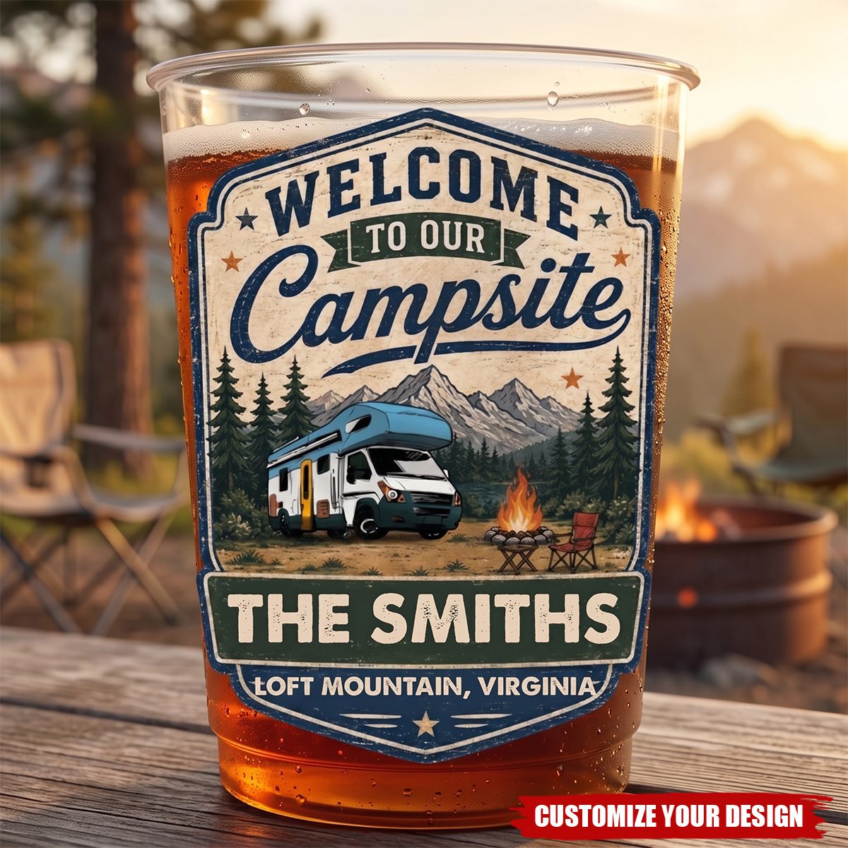 Custom Party Cups - Personalized Birthday Camping Gifts For Campers - Sleep Under The Stars