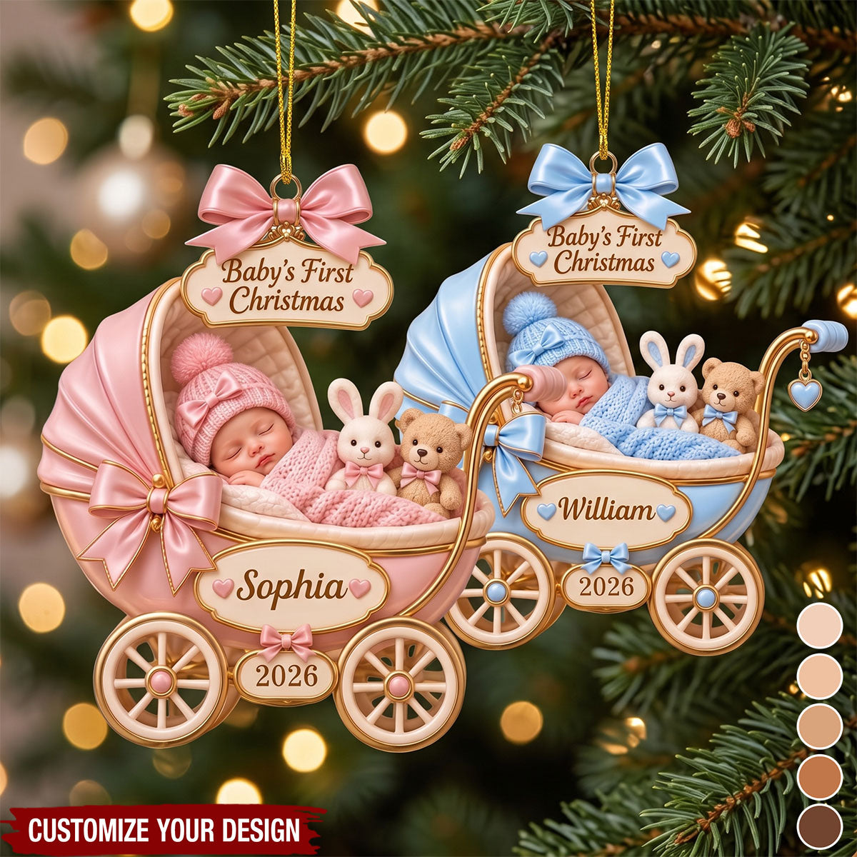 Personalized Commemorating Baby's First Christmas Acrylic Ornament With Name