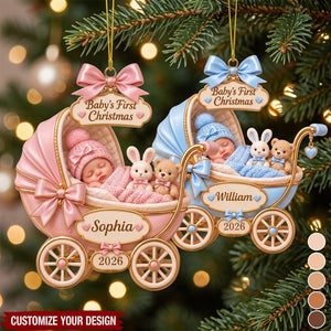 Personalized Commemorating Baby's First Christmas Acrylic Ornament With Name
