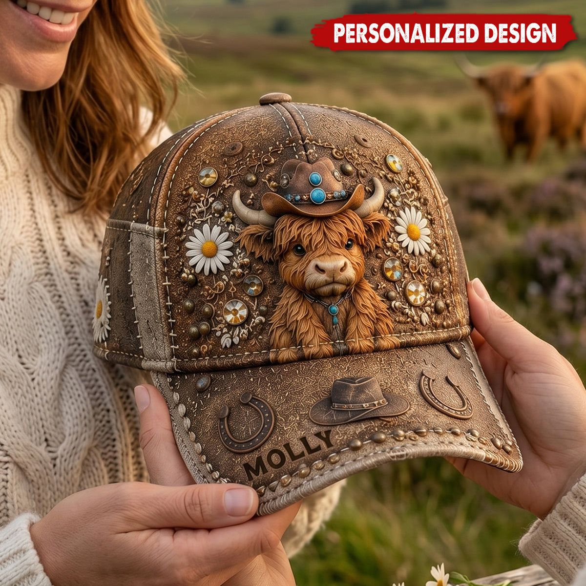 Love Cute Highland Cow - Custom Name Personalized Highland Cow Classic Cap
