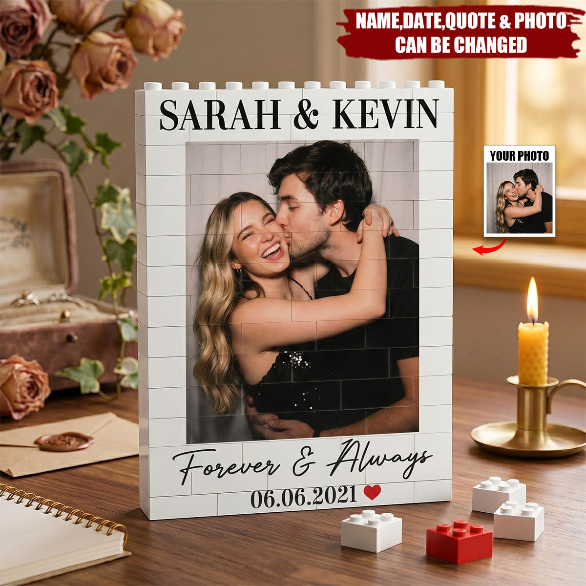 Love You To Pieces - Personalized Building Blocks, Gift For Couple