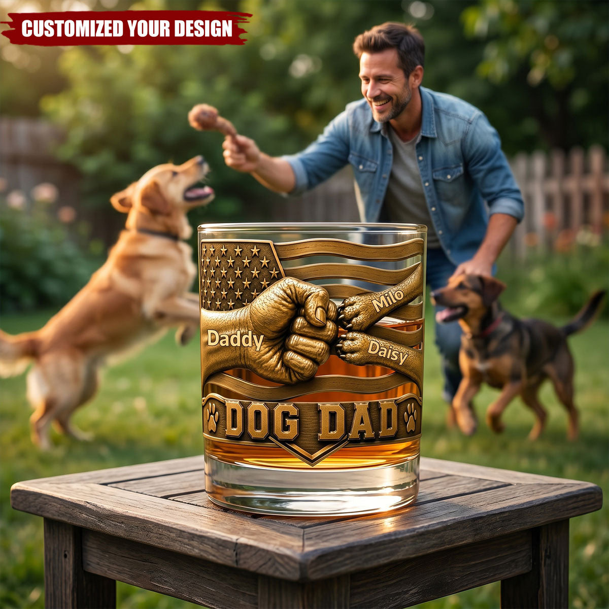 Dog Dad Drinking Glass - Personalized Gifts For Dad