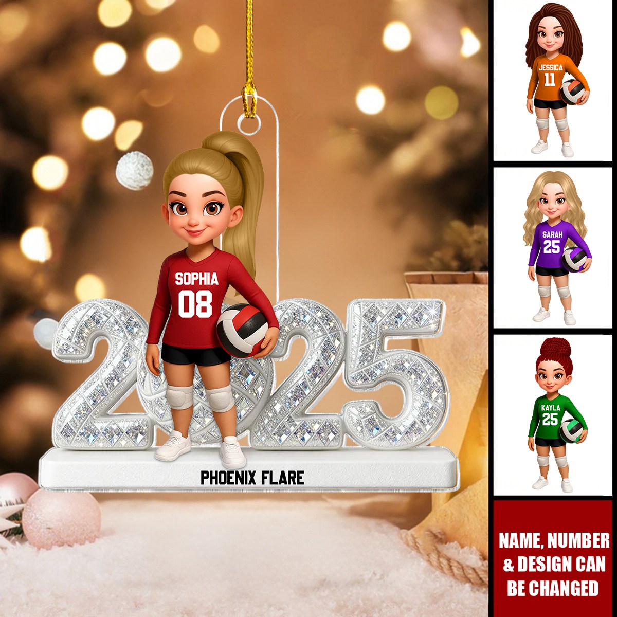 Volleyball Player Keepsake - Personalized Christmas Acrylic Ornament