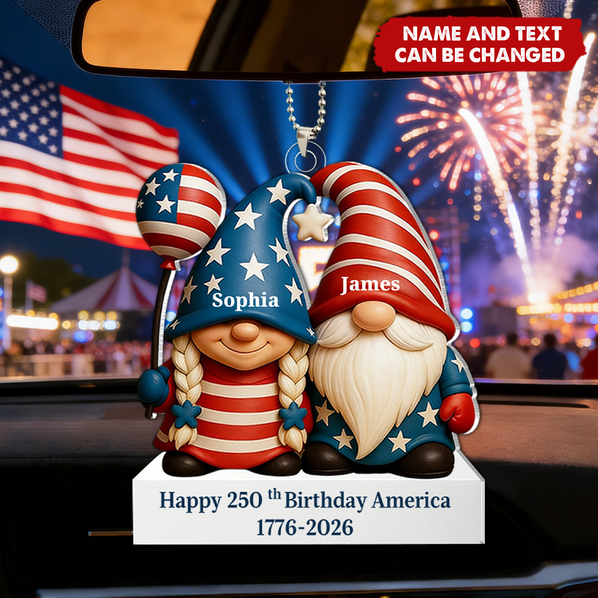 Our Love, America's 250th - Personalized Car Hanger, Gift for Couple