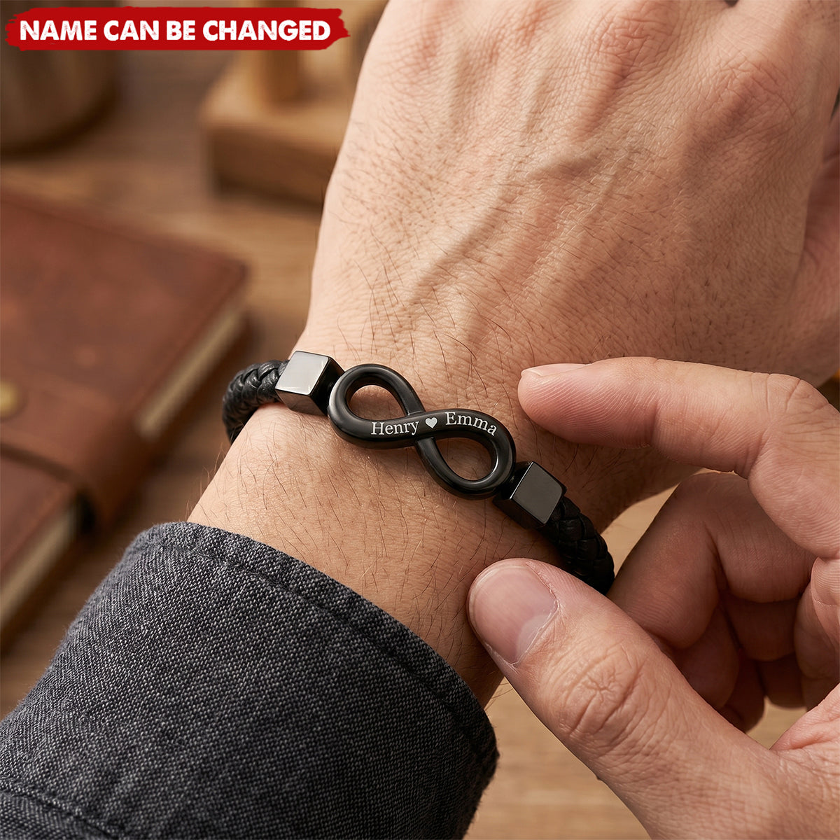 Locked In Forever - Personalized Leather Bracelet, Gifts For Husband And Wife