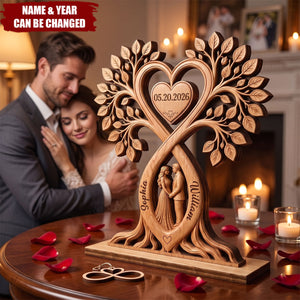 Custom 2-Layered Wooden Plaque - Personalized Anniversary Wedding Gifts For Husband And Wife