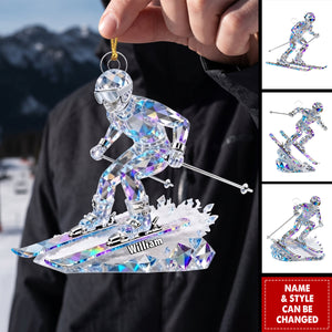 Custom Skier Acrylic Ornaments Crystal Effect, Career Keepsake