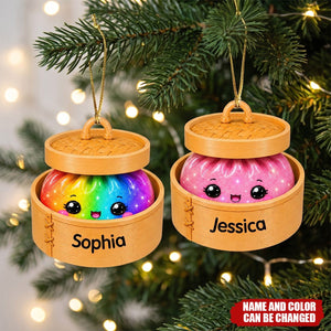 Personalized Christmas Dumpling Ornament – Custom Name Cute Squishy Bao Bun Gift